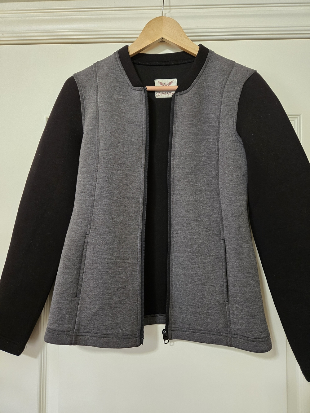 Faded Glory Two-Tone Gray & Black Zip Bomber Jacket